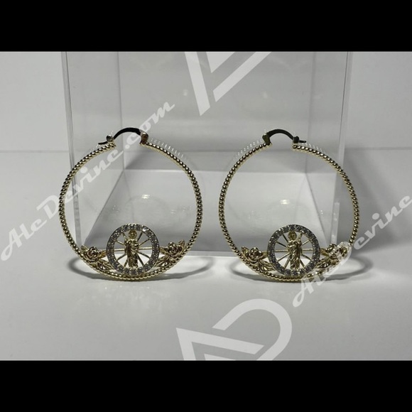 San Judas Hoop Earrings (gold plated) - Picture 7 of 7